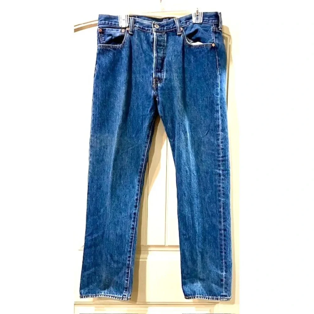 Levi's 501 Men's Blue Denim Straight Leg Jeans 35 X 32 (35 X 31) Medium Wash
